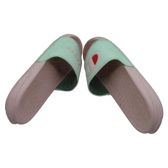 Womens Champion Pink Super Split Script Slide Sandals Size US 9 Flats - Picture 7 of 9